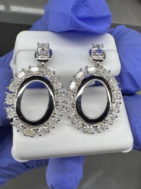925 Sterling Silver with Rhodium Finish Moissanite 3.00 CTW VVS Dangle Earrings